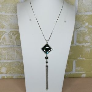 Long black rhinestone necklace